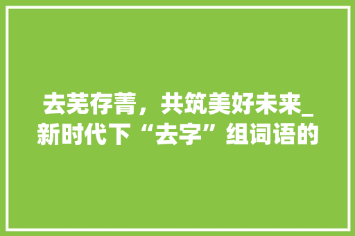 去芜存菁,共筑美好未来_新时代下“去字”组词语的探索与方法