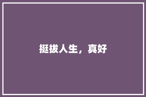 挺拔人生,真好