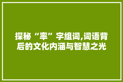 探秘“率”字组词,词语背后的文化内涵与智慧之光