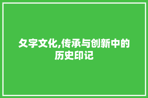夂字文化,传承与创新中的历史印记