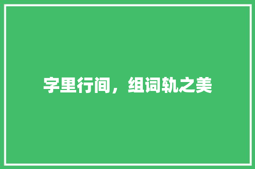 字里行间，组词轨之美