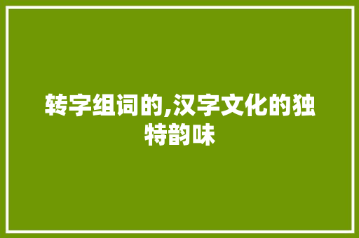 转字组词的,汉字文化的独特韵味