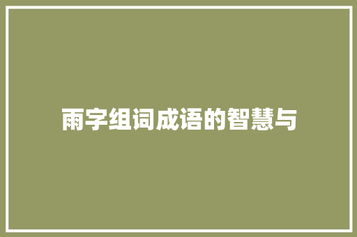 雨字组词成语的智慧与