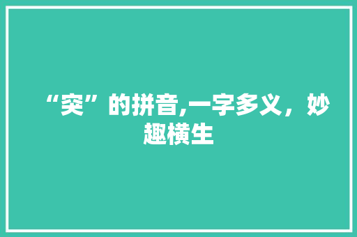 “突”的拼音,一字多义，妙趣横生
