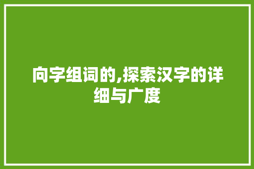 向字组词的,探索汉字的详细与广度