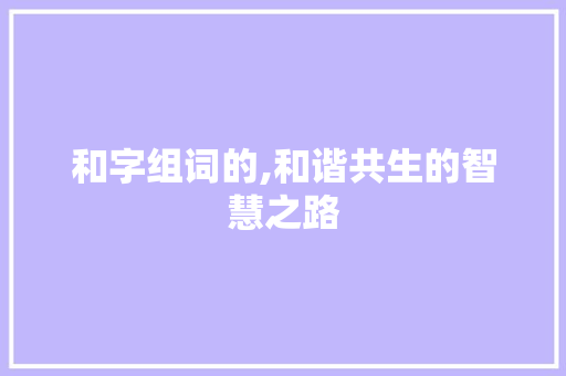 和字组词的,和谐共生的智慧之路