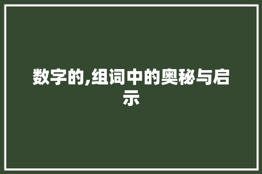 数字的,组词中的奥秘与启示