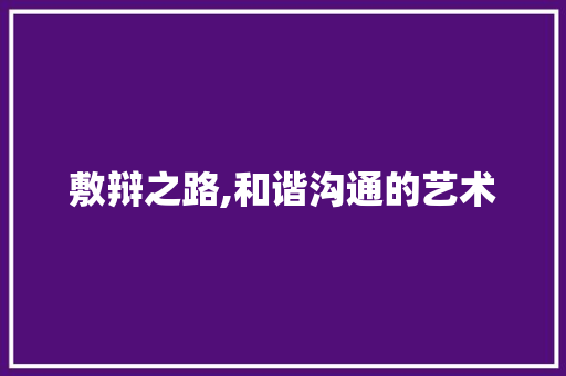 敷辩之路,和谐沟通的艺术
