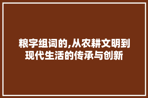 粮字组词的,从农耕文明到现代生活的传承与创新