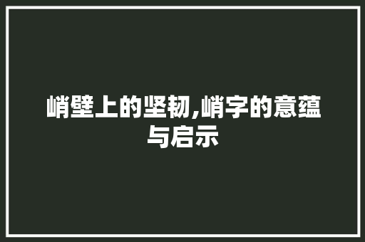 峭壁上的坚韧,峭字的意蕴与启示