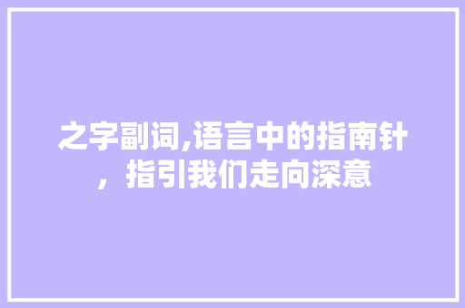 之字副词,语言中的指南针,指引我们走向深意