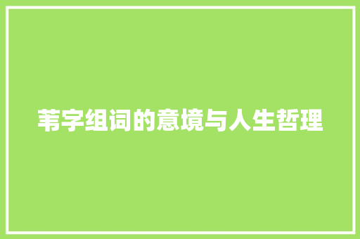 苇字组词的意境与人生哲理