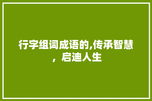 行字组词成语的,传承智慧，启迪人生