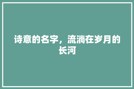诗意的名字，流淌在岁月的长河