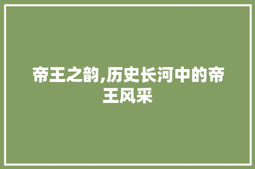 帝王之韵,历史长河中的帝王风采