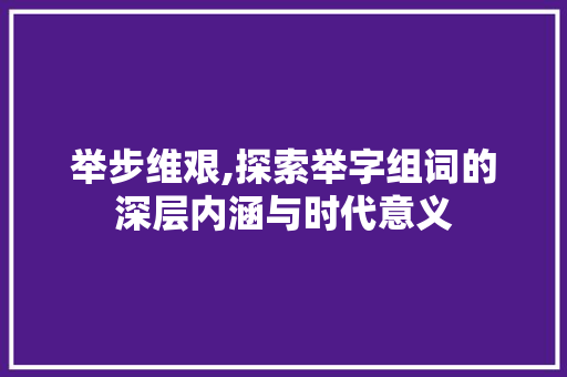 举步维艰,探索举字组词的深层内涵与时代意义