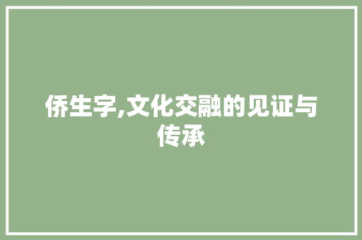 侨生字,文化交融的见证与传承