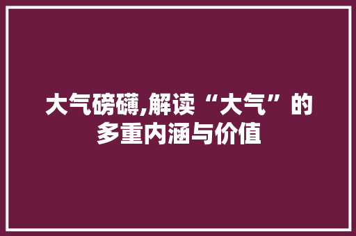 大气磅礴,解读“大气”的多重内涵与价值