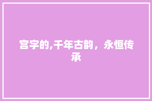 宫字的,千年古韵,永恒传承 第1张 宫字的,千年古韵,永恒传承 第1张