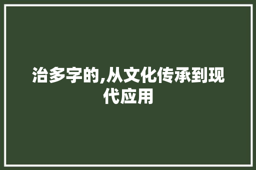 治多字的,从文化传承到现代应用