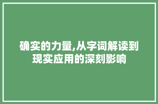 确实的力量,从字词解读到现实应用的深刻影响
