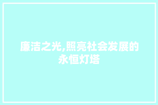 廉洁之光,照亮社会发展的永恒灯塔