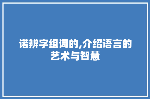 诺辨字组词的,介绍语言的艺术与智慧