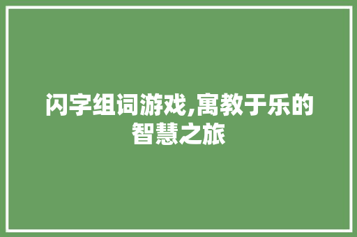 闪字组词游戏,寓教于乐的智慧之旅