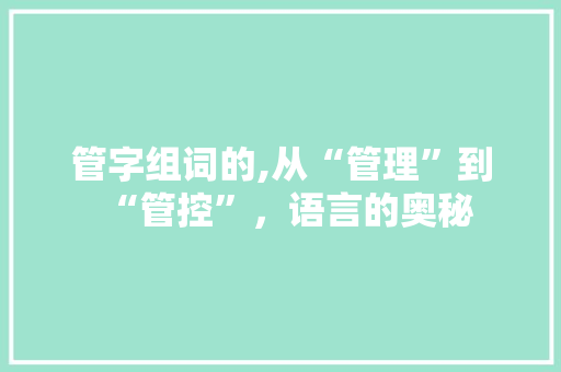 管字组词的,从“管理”到“管控”，语言的奥秘