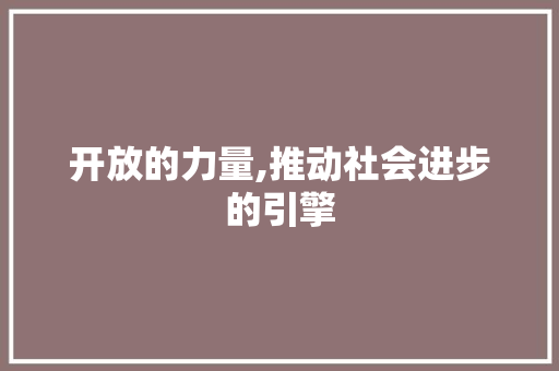 开放的力量,推动社会进步的引擎