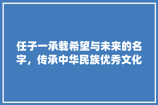 任子一承载希望与未来的名字，传承中华民族优秀文化_任子一名字的意思