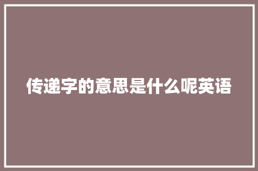 传递字的意思是什么呢英语
