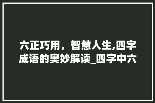 六正巧用，智慧人生,四字成语的奥妙解读_四字中六正是巧的意思  第1张