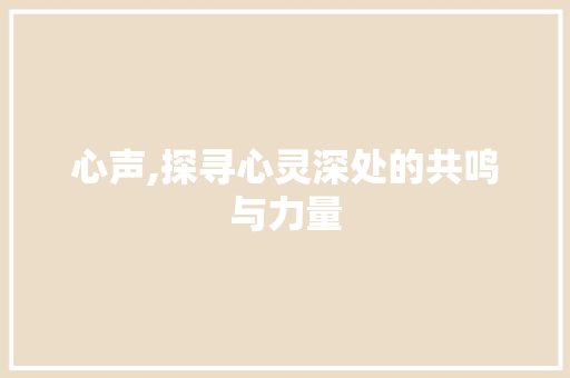 心声,探寻心灵深处的共鸣与力量