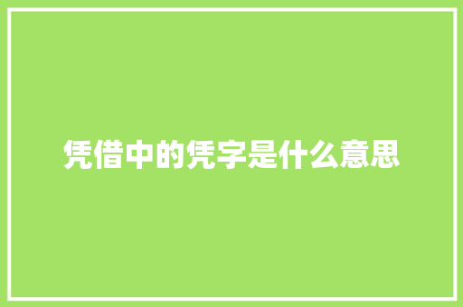 凭借中的凭字是什么意思