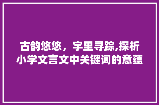 古韵悠悠,字里寻踪,探析小学文言文中关键词的意蕴_小学文言文里的字的意思