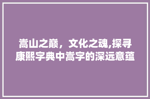 嵩山之巅，文化之魂,探寻康熙字典中嵩字的深远意蕴_嵩字在康熙字典里的意思