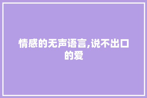 情感的无声语言,说不出口的爱