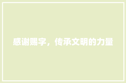 感谢赐字，传承文明的力量