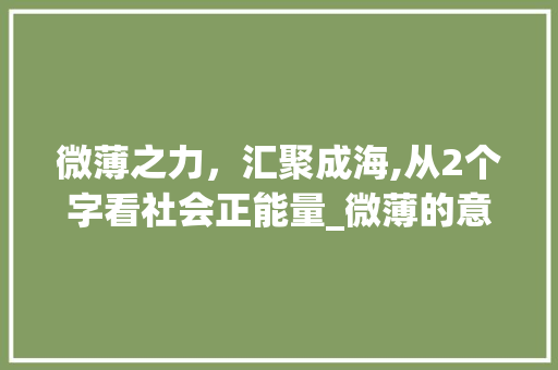 微薄之力，汇聚成海,从2个字看社会正能量_微薄的意思2个字是什么  第1张