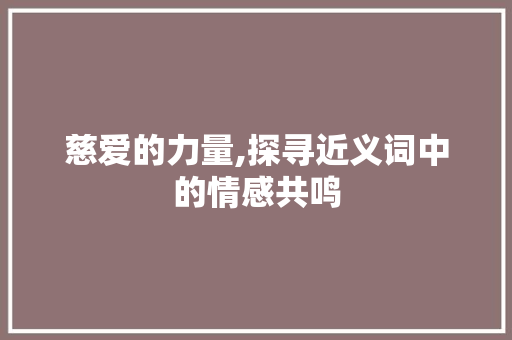 慈爱的力量,探寻近义词中的情感共鸣