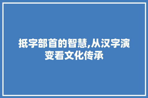 抵字部首的智慧,从汉字演变看文化传承