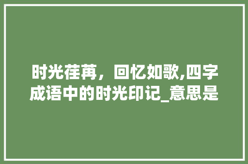 时光荏苒，回忆如歌,四字成语中的时光印记_意思是回忆的四字成语