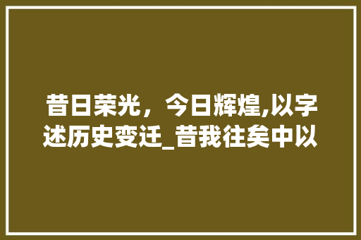 昔日荣光，今日辉煌,以字述历史变迁_昔我往矣中以字的意思