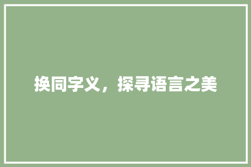 换同字义，探寻语言之美