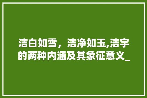 洁白如雪，洁净如玉,洁字的两种内涵及其象征意义_用洁字的两个意思造句