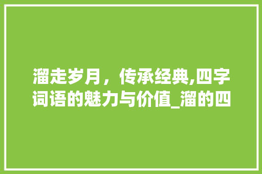 溜走岁月，传承经典,四字词语的魅力与价值_溜的四字词语和意思