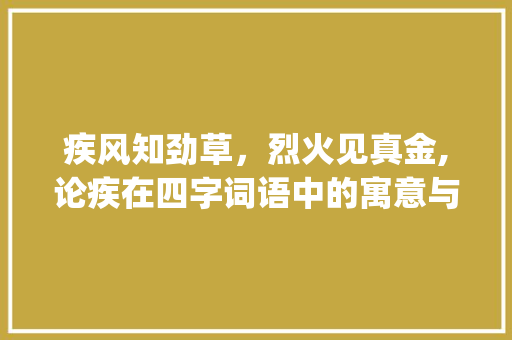 疾风知劲草，烈火见真金,论疾在四字词语中的寓意与价值_四字词语中有疾的意思的  第1张