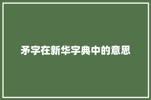 矛字在新华字典中的意思
