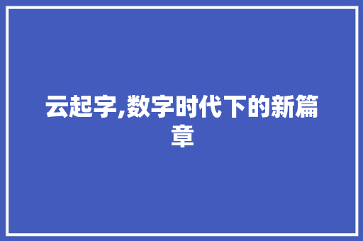 云起字,数字时代下的新篇章